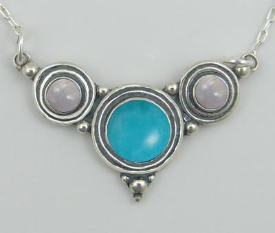 Sterling Silver Gemstone Necklace With Turquoise